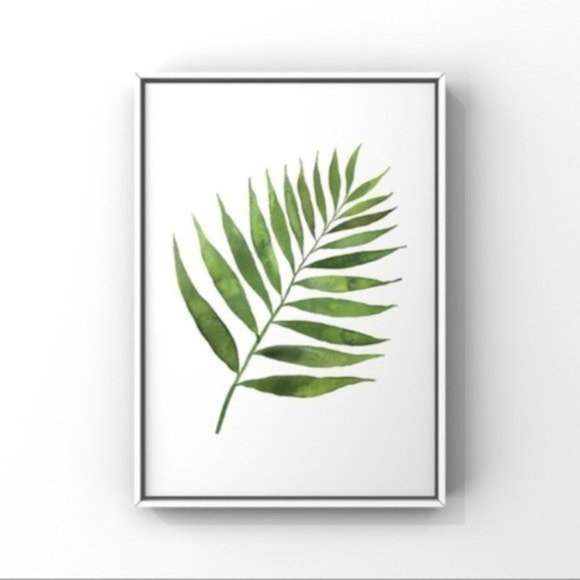 Triad Art & Design Other - Large green leaves water-color art print.